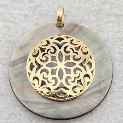 14k Gold Filigree Abalone Pendant 