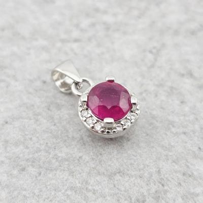 .6ct Natural Heated Round Ruby Sterling Silver Pendant 