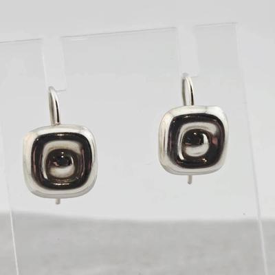 Sterling Silver Square Hook Earrings
