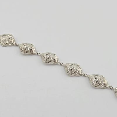 Sterling Silver Carved Filigree Bracelet 