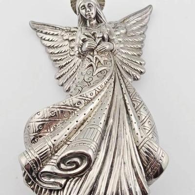 Sterling Silver 3.5" Tall Christmas Angel Ornament