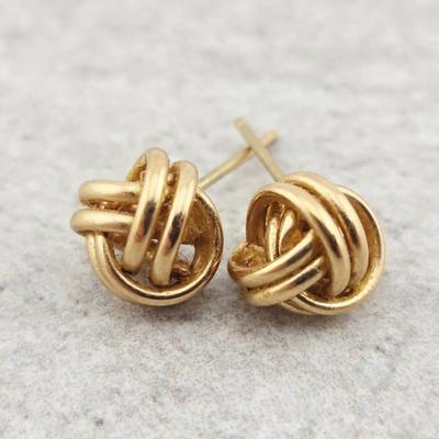 14k Gold Love Knot Stud Earrings 