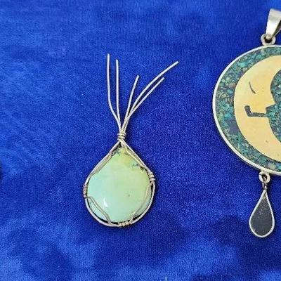 Turquoise, Made, Copper And Brass Pendants