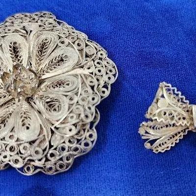 Sterling Filigree Brooches