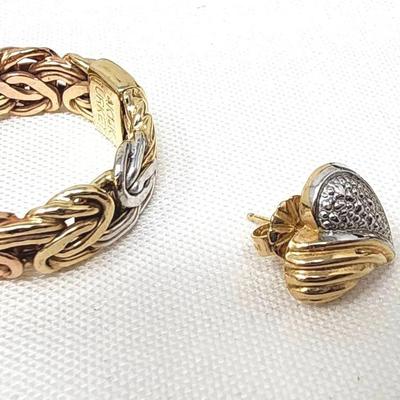 14k Gold Heart Earrings And 14k AK Turkey Byzantine Band Ring