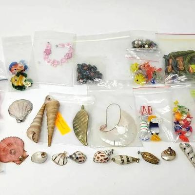 Variety Of Colorful Beads & Shell Pendants 