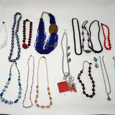 Vintage Beaded Necklaces & Pair Of Earrings 