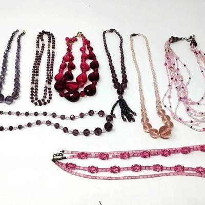 Glass & Plastic Jewelry: Purples & Pinks 
