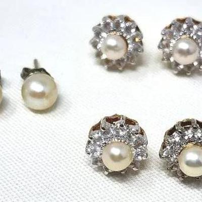 Vintage Pearl Earrings - 3 Pairs
