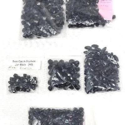 Crystal Beads - Jet Black - Bicone, Round, Spacers And Others