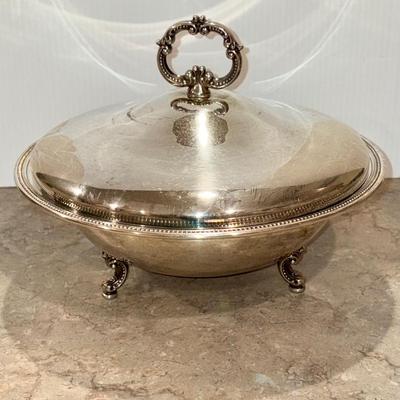 Silver plated searcher with Pyrex casserole