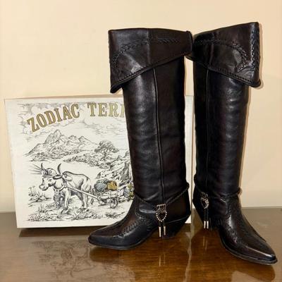 Zodiac Vintage Leather Boots - knee high 