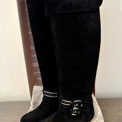 BcBg Sexy Black Suede Boots - above the knee