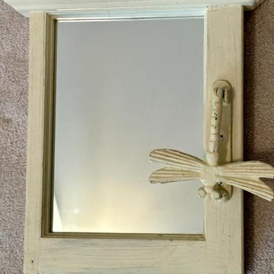 Folk Art Handmade Salvaged Window - Dragonfly Door knocker