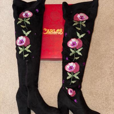 Carlos Santana Embroidered Boots- above the knee