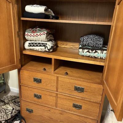 Interior of Mission Style Armoire 