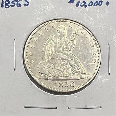 Lot 028   
1856 S Silver Seated Half Dollar Stunning Details