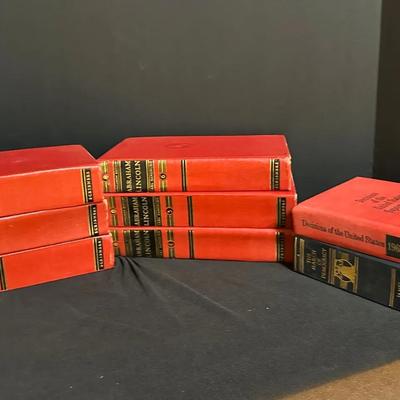 Set of 6 Vintage “Abraham Lincoln” Books by Carl Sandburg + 2 Additional Volumes (History/Law Lot)