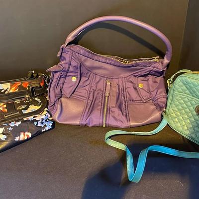 3 Women’s Handbags – Tyler Rodan Floral, Maxx NY Purple Shoulder Bag & Teal Quilted Crossbody