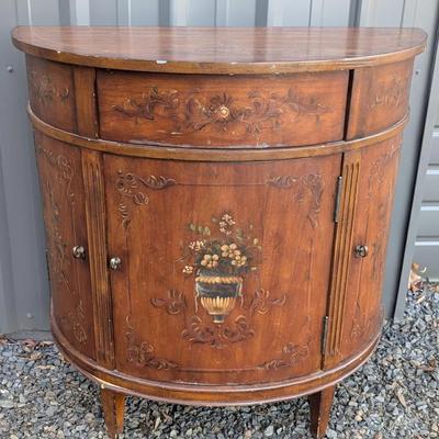 Ethan Allen Hand-Painted Demilune Console Cabinet