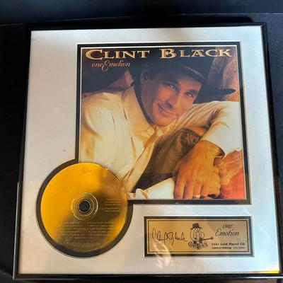 Clint Black “One Emotion” 24kt Gold Plated Limited Edition Framed CD – #164/2500 – Signed Plaque