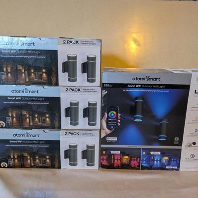 Atomi Smart Outdoor WiFi Wall Lights – (4) Two-Pack Sets – NEW
