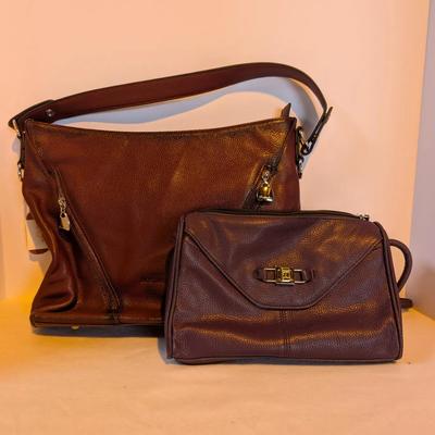 Lot of 2 Genuine Leather Shoulder Bags – Bostanten & Tignanello (Brown/Burgundy)