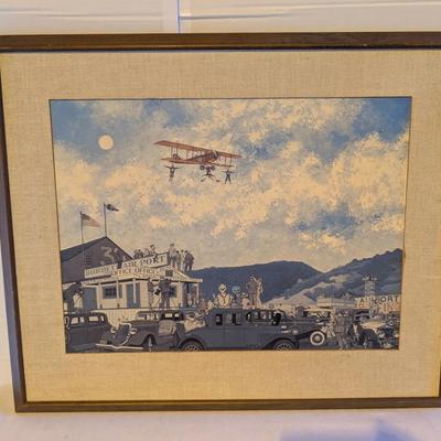 “The Black Cats Over Burdett Airport, Los Angeles” – Charles Wysocki Aviation Print Framed 25x29