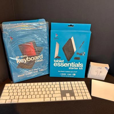 5-Piece Tech Bundle –Apple Keyboard + Trackpad, Tablet Accessories, Wireless Earbuds, 