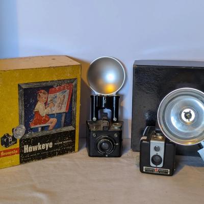 Vintage Kodak Brownie Camera Lot – Flash Six-20, Hawkeye Flash Model & Flash Units