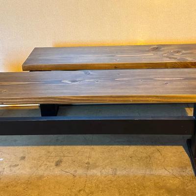 Pair of Handcrafted Wooden Benches – Rustic Farmhouse Style
