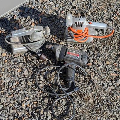 Lot of 3 Vintage Power Tools – 2 Working, 1 Non-Working (Drill, Sanders)

