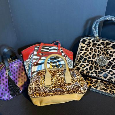 5 Women’s Fashion Handbags - Leopard Print, Mixed Animal Prints, Designer-Style Purses + Wallet