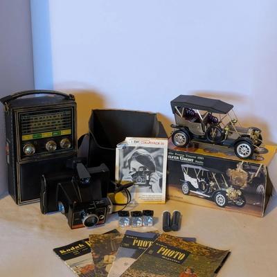 Vintage Camera & Radio Collector Lot – Polaroid Colorpack IV, Stewart Multiband & Silver Ghost Radio