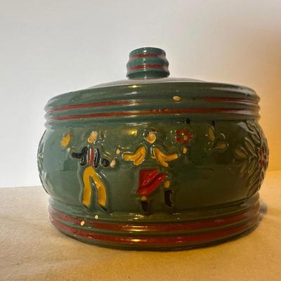 Red Wing Pottery "Dancing Peasants" lidded casserole dish