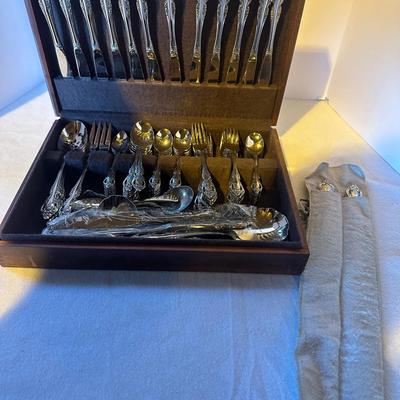Gorham “Melrose” Silverplate Flatware Set – 12 Place Settings + Serving Pieces w/ Wood Chest