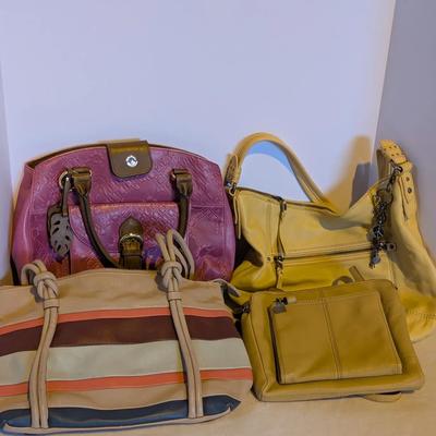 Lot of 4 Women’s Handbags – Mixed Styles & Colors – Leather & Faux Leather Tote/Shoulder Bags