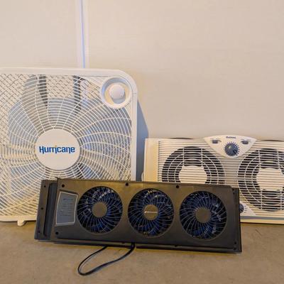 Lot of (3) Fans – Bionaire Triple Window Fan, Holmes Window Fan & Hurricane 20" Floor Fan