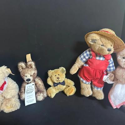 Lot of 5 Collectible Artist Teddy Bears – Parlor Bears, Queen Bears, Collectible Bear Co., & More