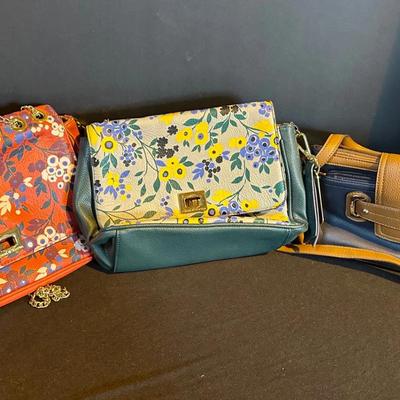 3 Women’s Handbags – Emma & Sophia Floral Bags + Tignanello Leather Crossbody