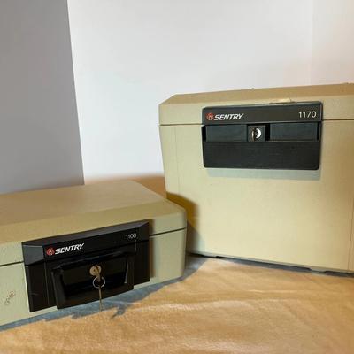 Lot of 2 Sentry Fire-Safe Lock Boxes – Models 1100 & 1170 – With Keys