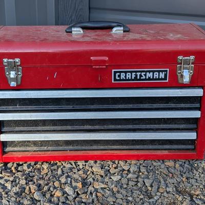 Craftsman Red Metal 3-Drawer Toolbox w/ Assorted Hand Tools
