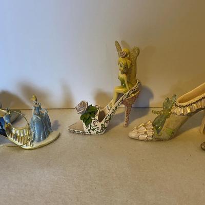 5 Decorative High-Heel Shoe Figurines – Disney Cinderella & Tinker Bell, Floral Heels
