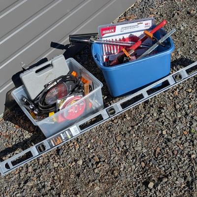 Large Mixed Tool Mystery Lot – Hand Tools, Bits, Ratchets, Clamps, Level & More