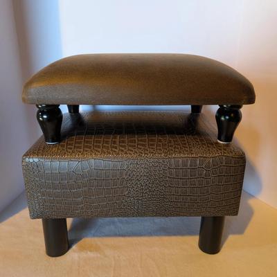 Pair of Upholstered Footstools – Faux Leather & Croc Embossed