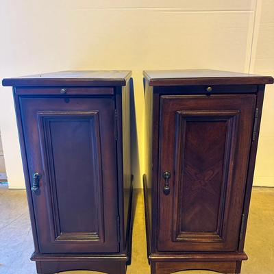 Pair of Vintage Wooden Storage Cabinets / Side Tables – Matching Set