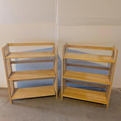 Pair of Large Folding Wooden Shelves – Made in Thailand