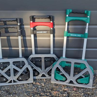 Set of 3 Folding Hand Trucks – Magna Cart & Unbranded Aluminum Dollies