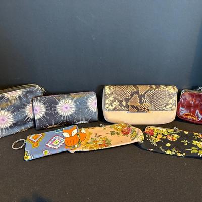 Lot of 7 Women’s Wallets & Pouches – Clutches, Coin Purses, Floral Prints & Snakeskin Style