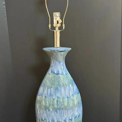 Modern Blue Drip-Glaze Ceramic Table Lamp – Large Artistic Vase-Style Base 